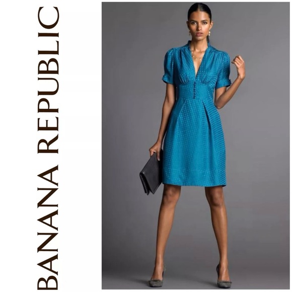 Banana Republic Blue Wrap A-Line Dress - Picture 1 of 7